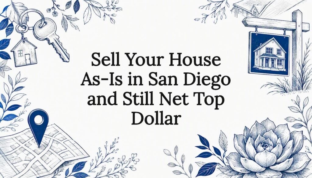 Decorative real estate themed title card illustration