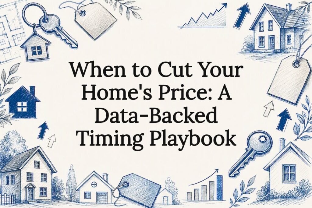 Decorative real estate pricing strategy title card illustration