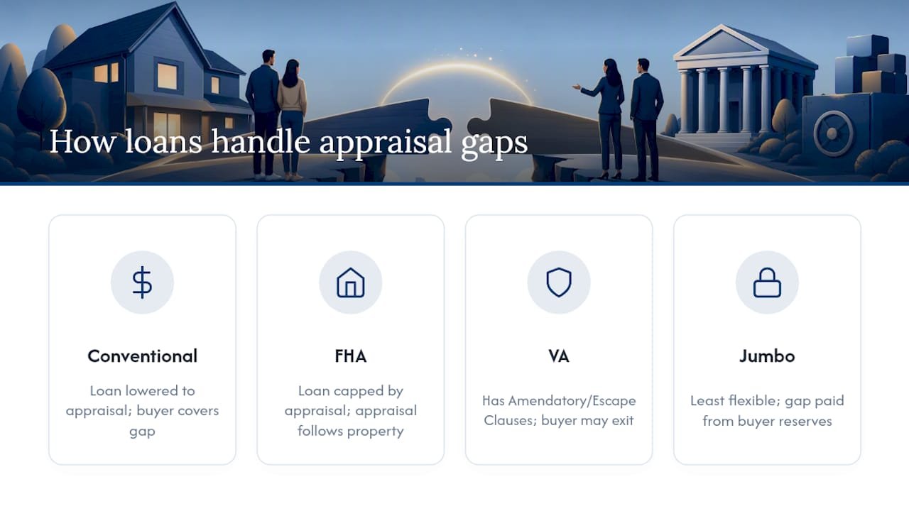 Comparison of four loan types and appraisal gaps