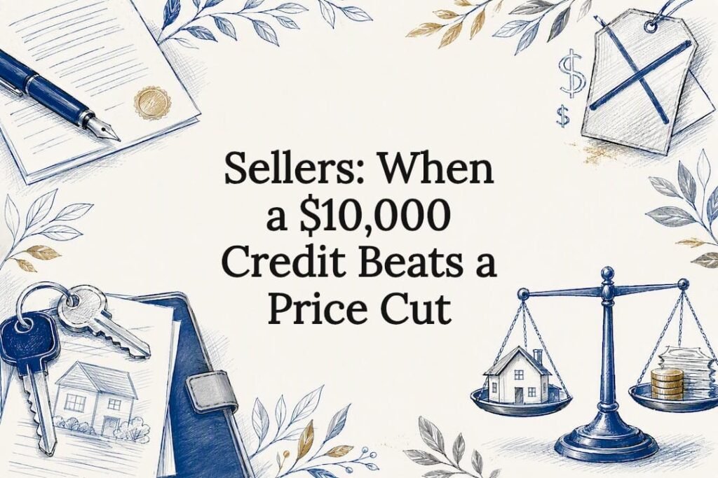 Decorative seller credit title card illustration
