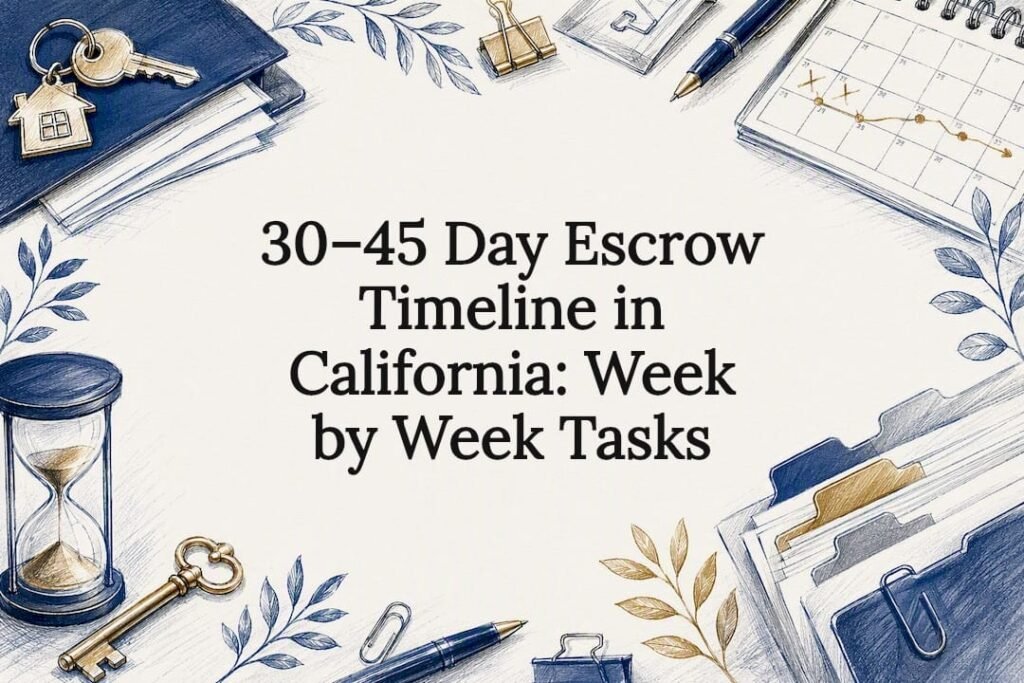 Decorative California escrow timeline title card
