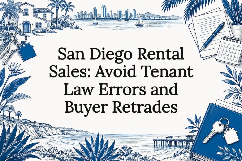 Rental sale title card with home and key sketches