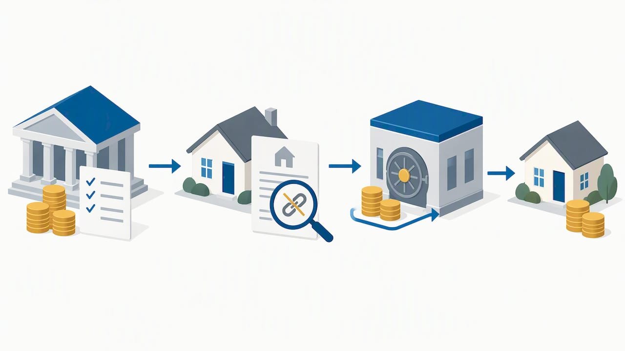Funds and title checks routed through escrow